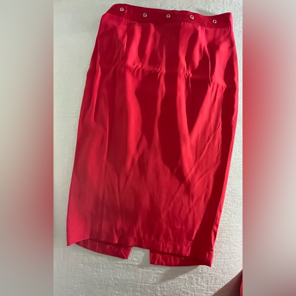 NWT Fleur du Mal Silk Skirt in Red